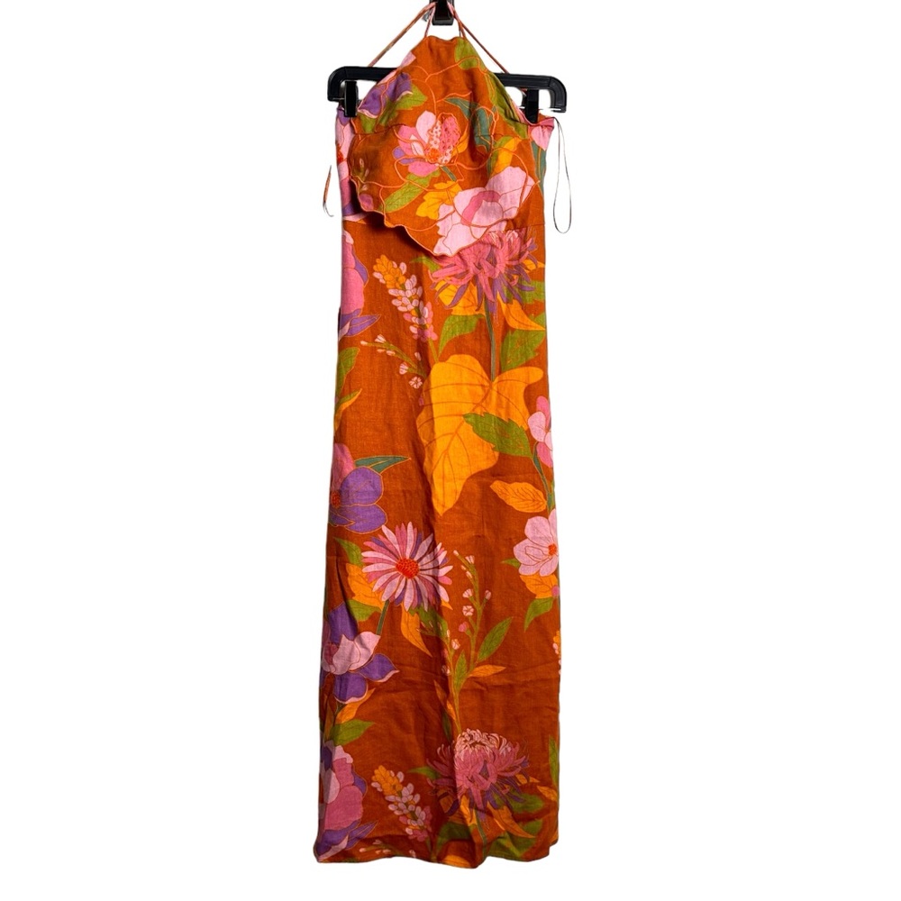 Caroline Constas Orange Floral Maxi Dress